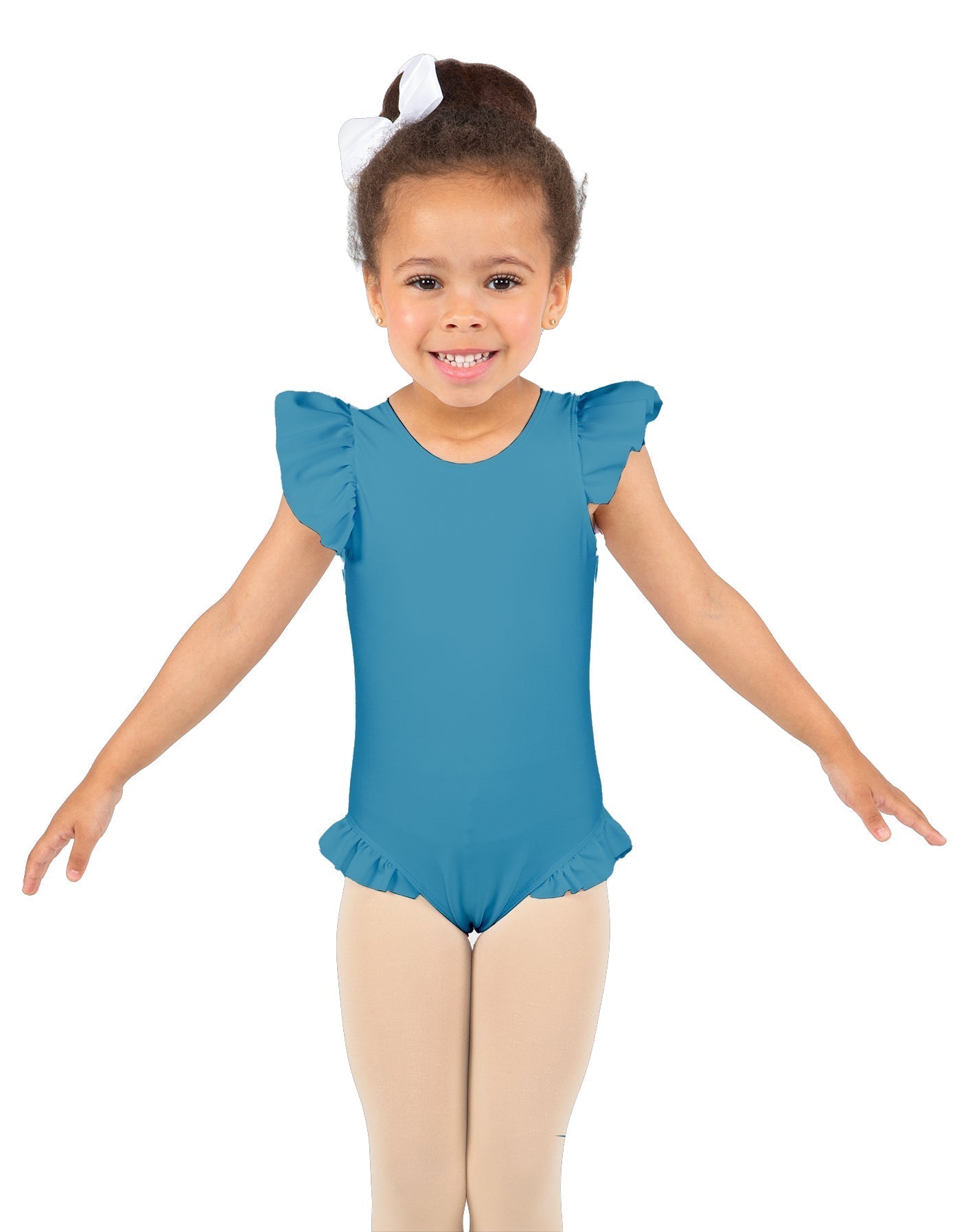 Solid Lycra Tank with Gather Sleeve and Legs Leotard