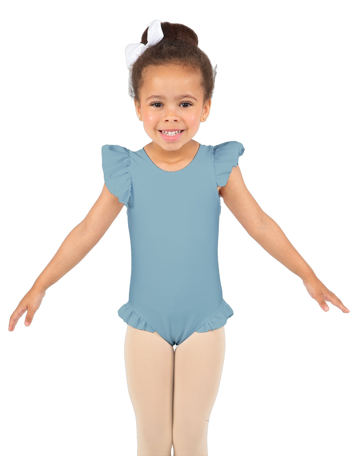 Solid Lycra Tank with Gather Sleeve and Legs Leotard