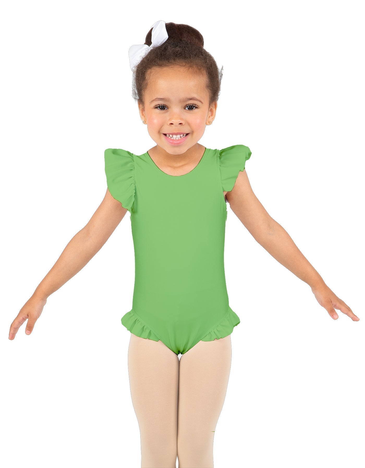Solid Lycra Tank with Gather Sleeve and Legs Leotard