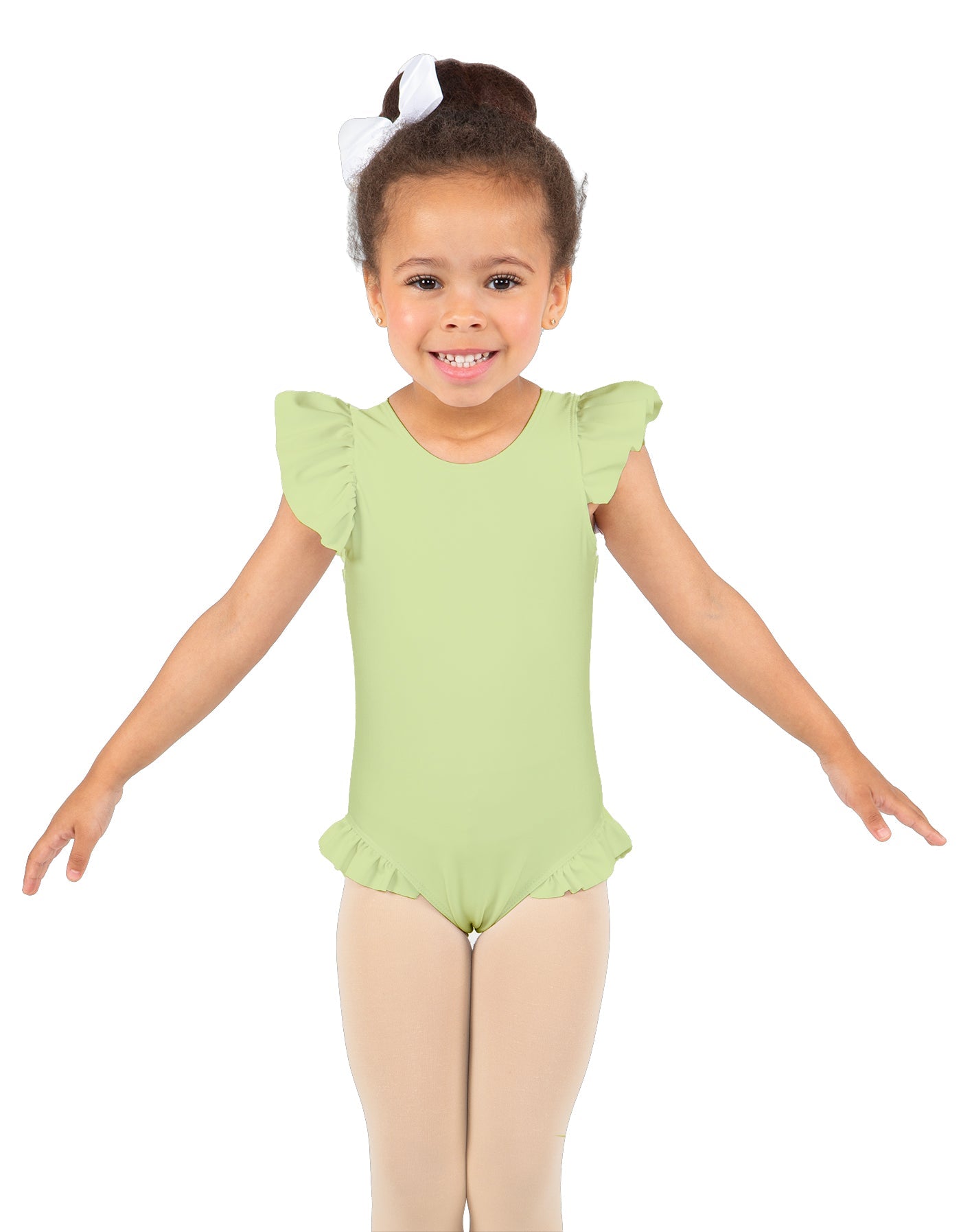 Solid Lycra Tank with Gather Sleeve and Legs Leotard