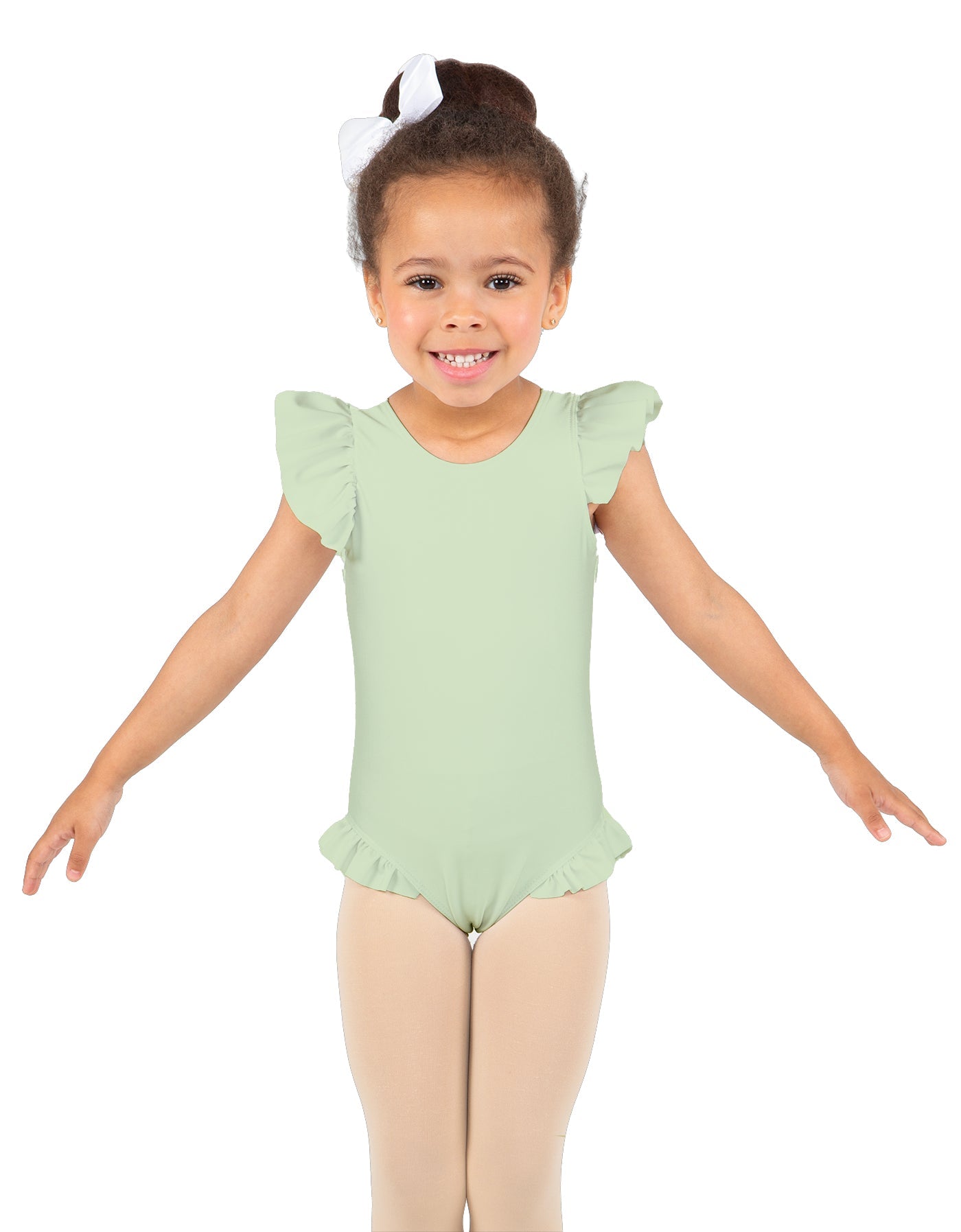 Solid Lycra Tank with Gather Sleeve and Legs Leotard