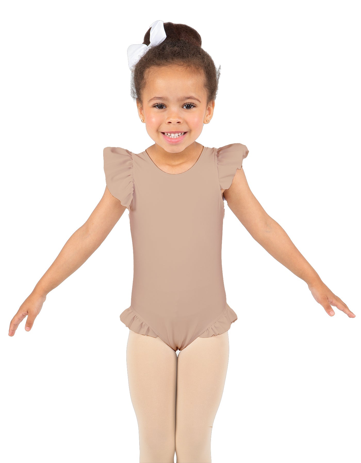 Solid Lycra Tank with Gather Sleeve and Legs Leotard