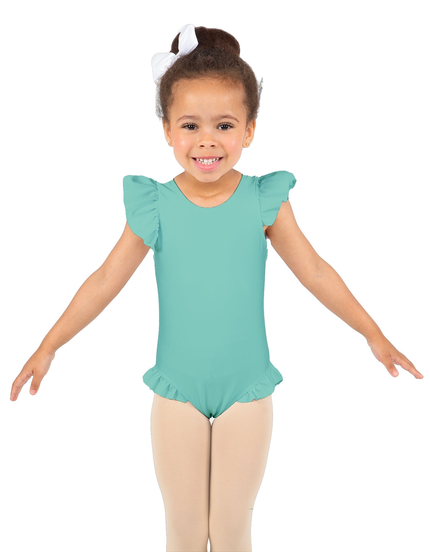 Solid Lycra Tank with Gather Sleeve and Legs Leotard