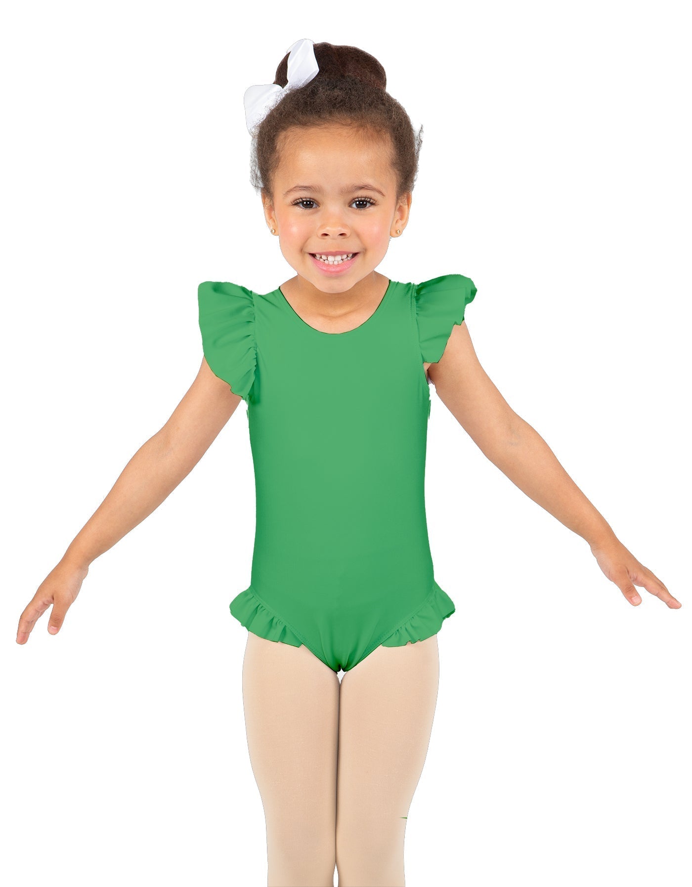 Solid Lycra Tank with Gather Sleeve and Legs Leotard