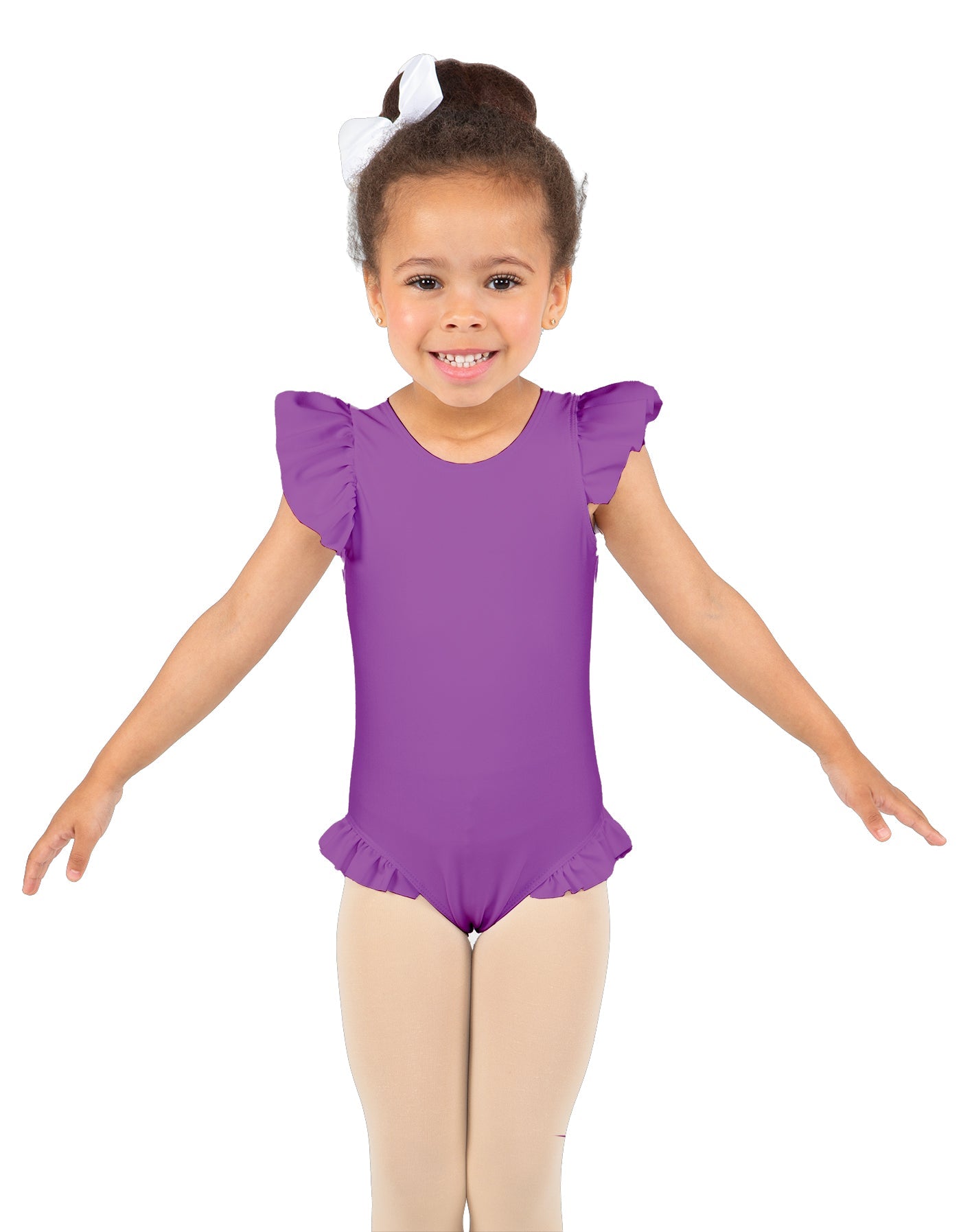 Solid Lycra Tank with Gather Sleeve and Legs Leotard