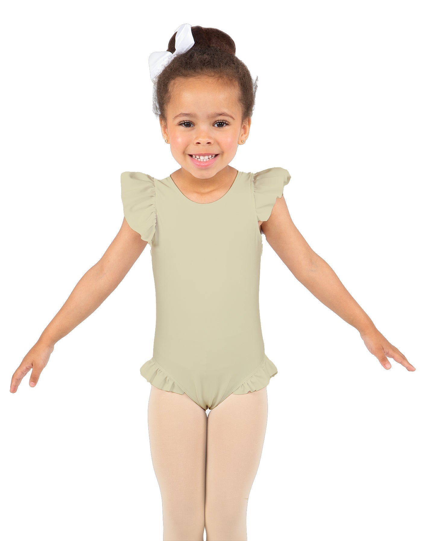 Solid Lycra Tank with Gather Sleeve and Legs Leotard