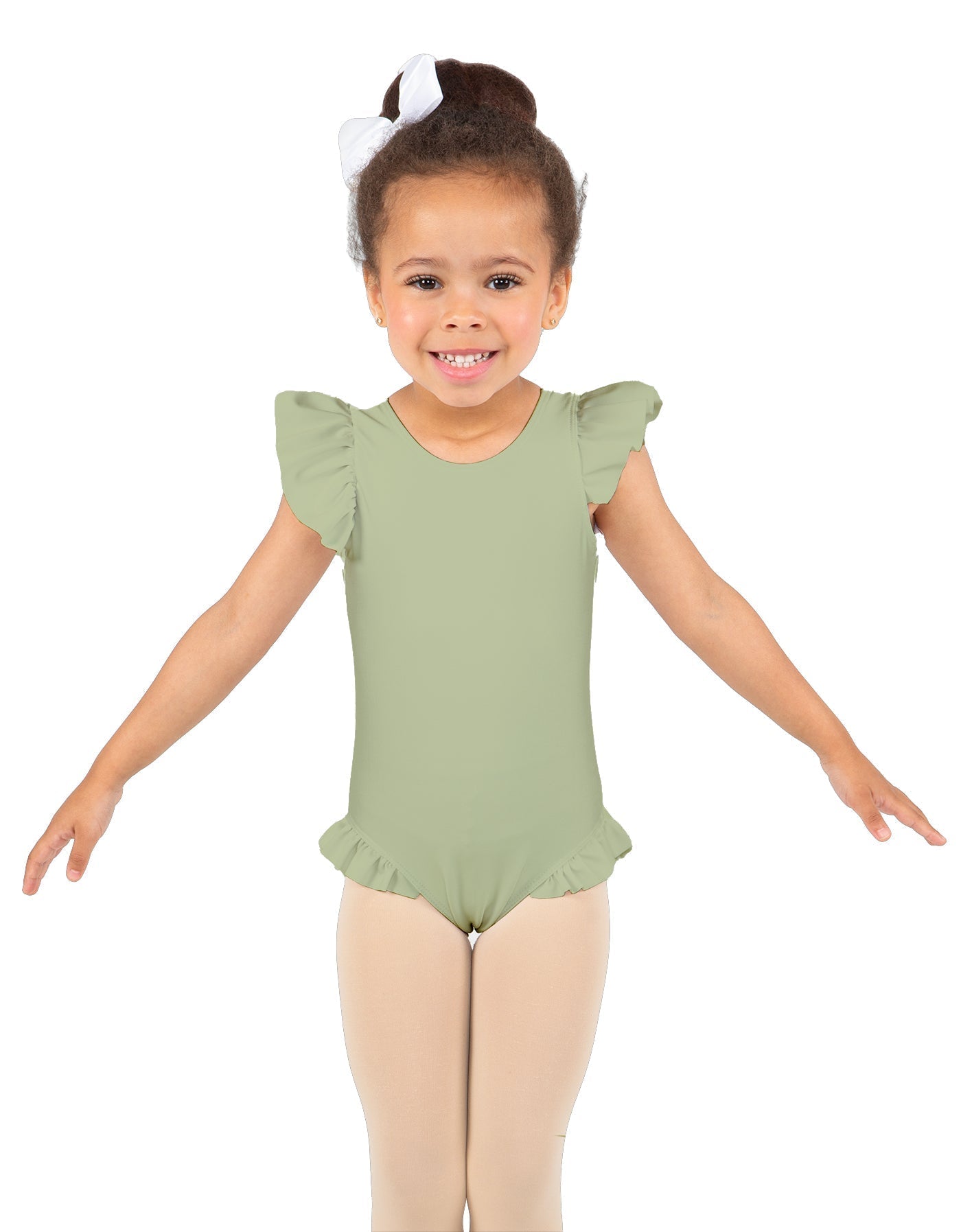 Solid Lycra Tank with Gather Sleeve and Legs Leotard