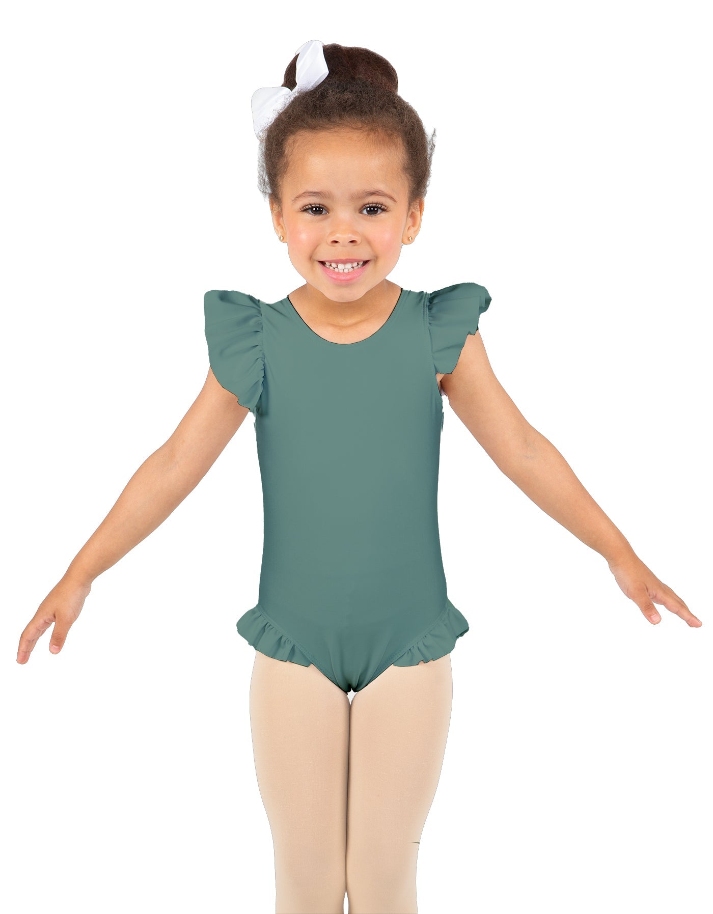 Solid Lycra Tank with Gather Sleeve and Legs Leotard