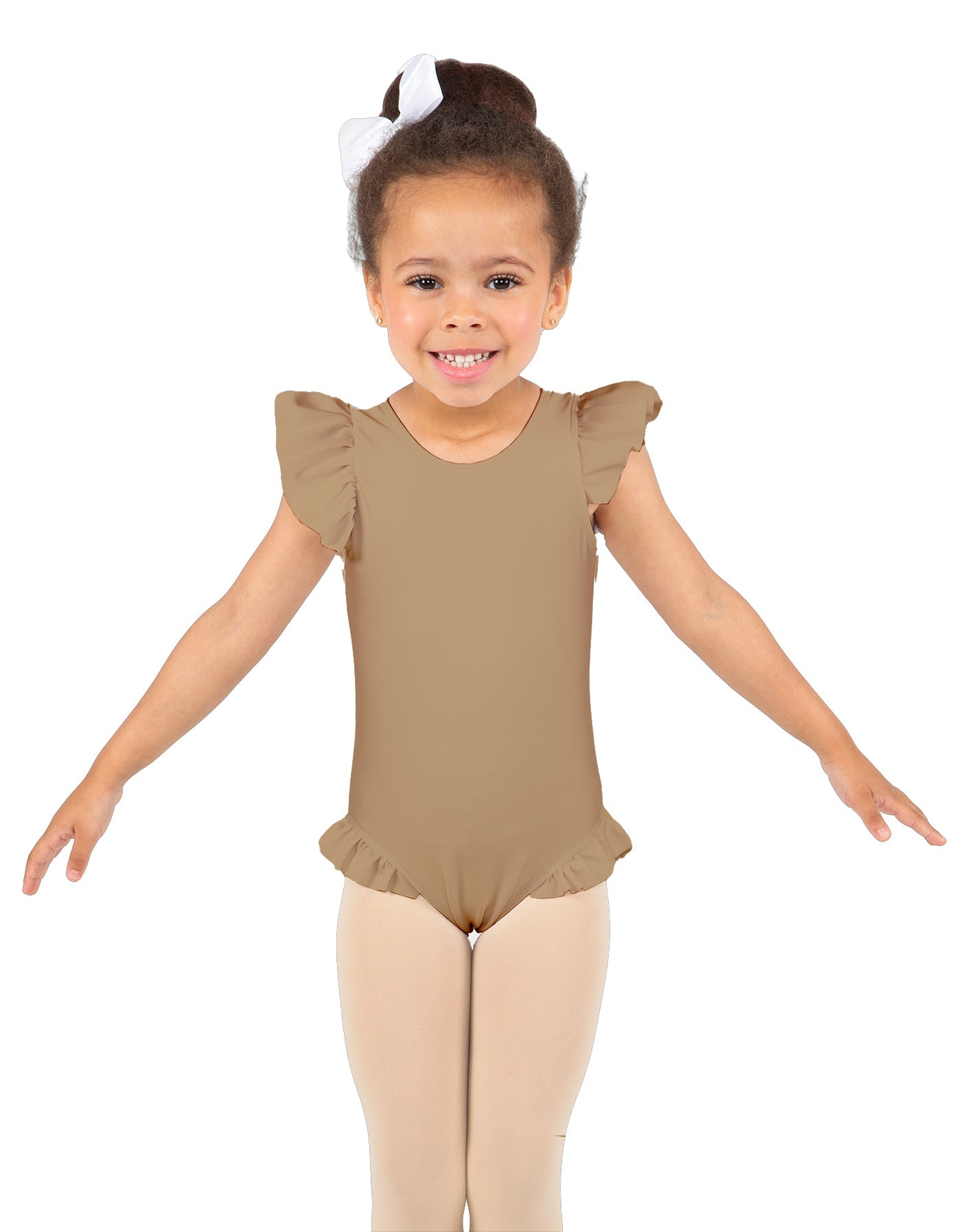 Solid Lycra Tank with Gather Sleeve and Legs Leotard