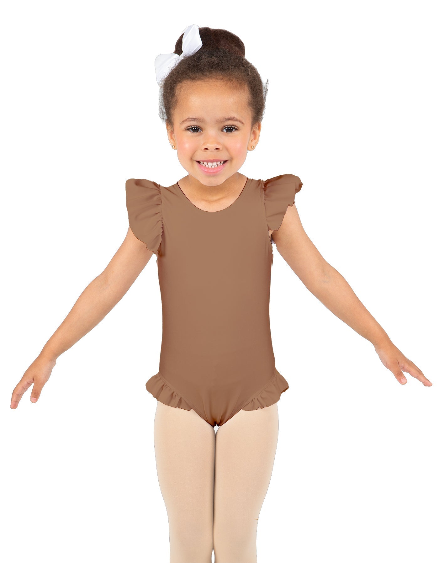 Solid Lycra Tank with Gather Sleeve and Legs Leotard
