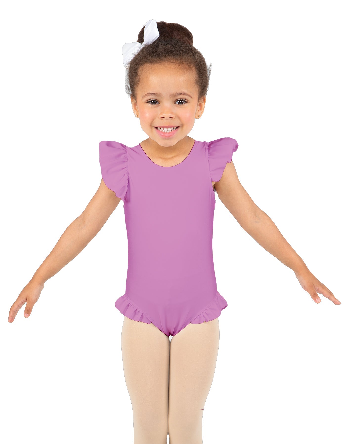 Solid Lycra Tank with Gather Sleeve and Legs Leotard