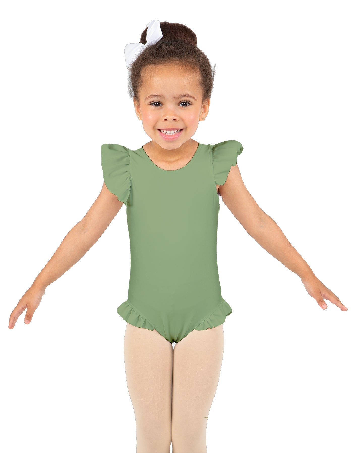 Solid Lycra Tank with Gather Sleeve and Legs Leotard