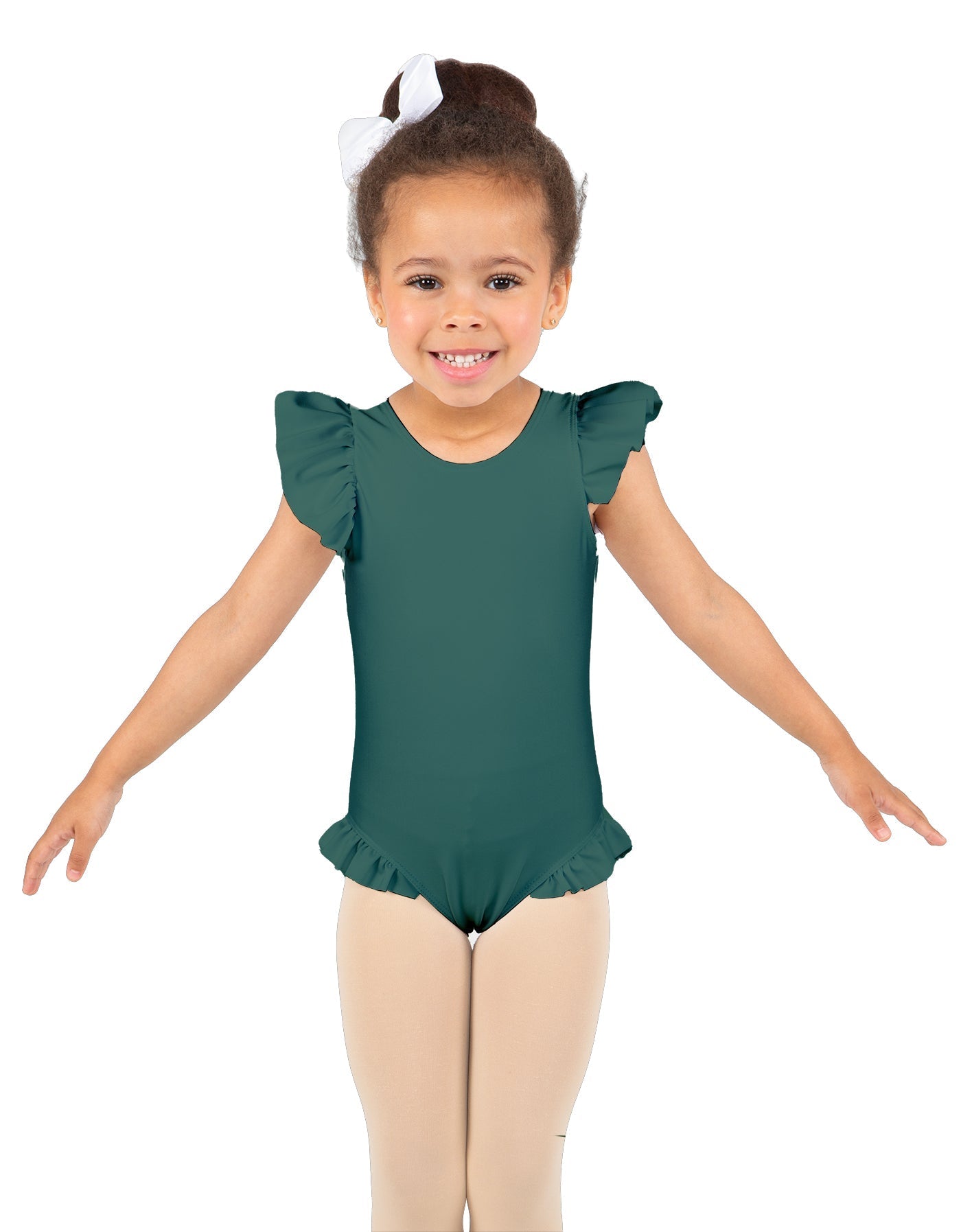 Solid Lycra Tank with Gather Sleeve and Legs Leotard