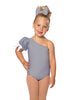 Solid Lycra One Shoulder Puff Sleeve Leotard