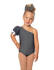 Solid Lycra One Shoulder Puff Sleeve Leotard