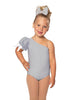 Solid Lycra One Shoulder Puff Sleeve Leotard