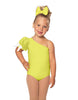 Solid Lycra One Shoulder Puff Sleeve Leotard