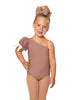 Solid Lycra One Shoulder Puff Sleeve Leotard