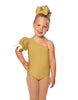 Solid Lycra One Shoulder Puff Sleeve Leotard