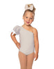 Solid Lycra One Shoulder Puff Sleeve Leotard