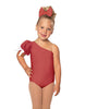 Solid Lycra One Shoulder Puff Sleeve Leotard
