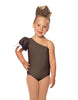 Solid Lycra One Shoulder Puff Sleeve Leotard