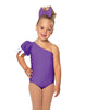 Solid Lycra One Shoulder Puff Sleeve Leotard