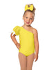 Solid Lycra One Shoulder Puff Sleeve Leotard