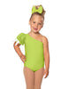 Solid Lycra One Shoulder Puff Sleeve Leotard