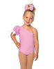 Solid Lycra One Shoulder Puff Sleeve Leotard