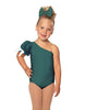 Solid Lycra One Shoulder Puff Sleeve Leotard