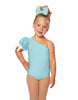Solid Lycra One Shoulder Puff Sleeve Leotard
