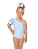 Solid Lycra One Shoulder Puff Sleeve Leotard