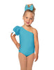 Solid Lycra One Shoulder Puff Sleeve Leotard