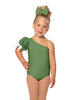 Solid Lycra One Shoulder Puff Sleeve Leotard
