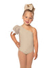 Solid Lycra One Shoulder Puff Sleeve Leotard