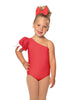 Solid Lycra One Shoulder Puff Sleeve Leotard