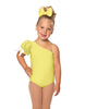 Solid Lycra One Shoulder Puff Sleeve Leotard