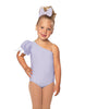 Solid Lycra One Shoulder Puff Sleeve Leotard