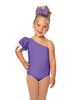 Solid Lycra One Shoulder Puff Sleeve Leotard