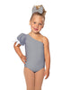 Solid Lycra One Shoulder Puff Sleeve Leotard