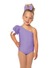 Solid Lycra One Shoulder Puff Sleeve Leotard