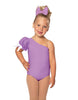 Solid Lycra One Shoulder Puff Sleeve Leotard