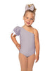 Solid Lycra One Shoulder Puff Sleeve Leotard