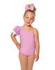 Solid Lycra One Shoulder Puff Sleeve Leotard