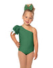 Solid Lycra One Shoulder Puff Sleeve Leotard