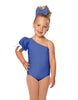 Solid Lycra One Shoulder Puff Sleeve Leotard