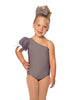 Solid Lycra One Shoulder Puff Sleeve Leotard