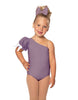 Solid Lycra One Shoulder Puff Sleeve Leotard