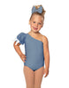 Solid Lycra One Shoulder Puff Sleeve Leotard